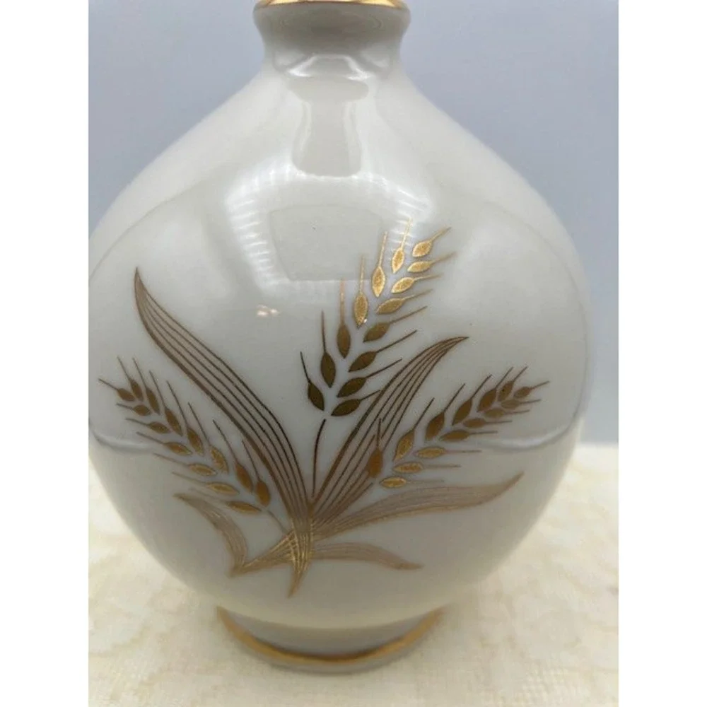 Bud Vase by Lenox Wheat Design Ivory/Gold Tone Trim‎ Vintage Decor 8